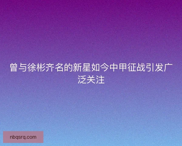 曾与徐彬齐名的新星如今中甲征战引发广泛关注